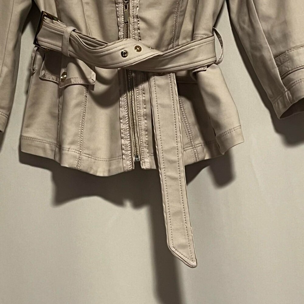 White House Black Market Belted Jacket Tan Lightweight Size 8 - Picture 8 of 13